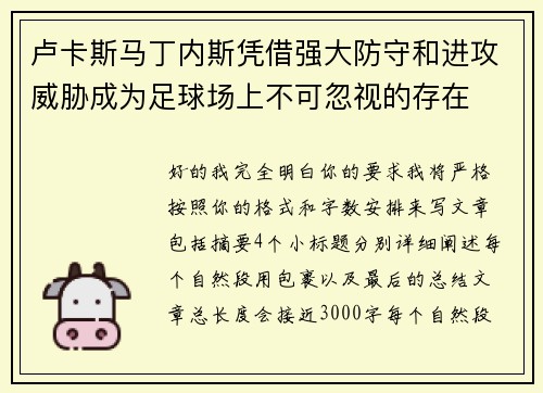 卢卡斯马丁内斯凭借强大防守和进攻威胁成为足球场上不可忽视的存在